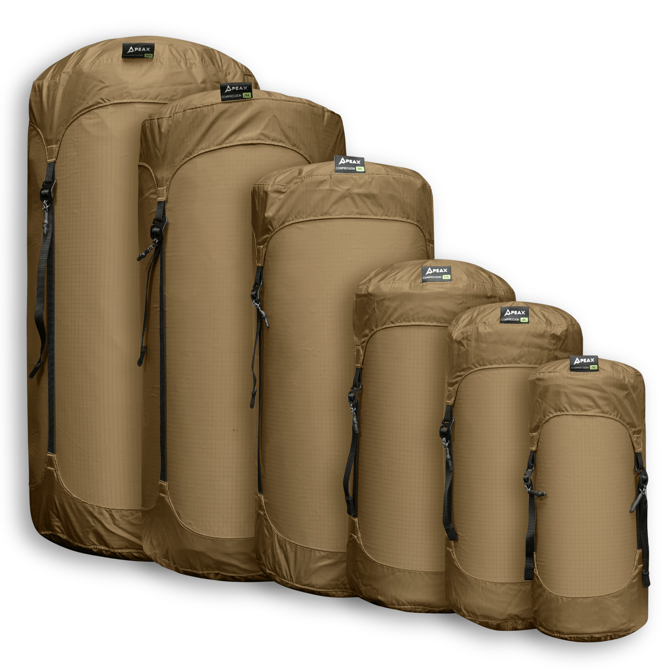 PEAX Equipment TAN / ONE OF EACH SIZE COMPRESSION SACK