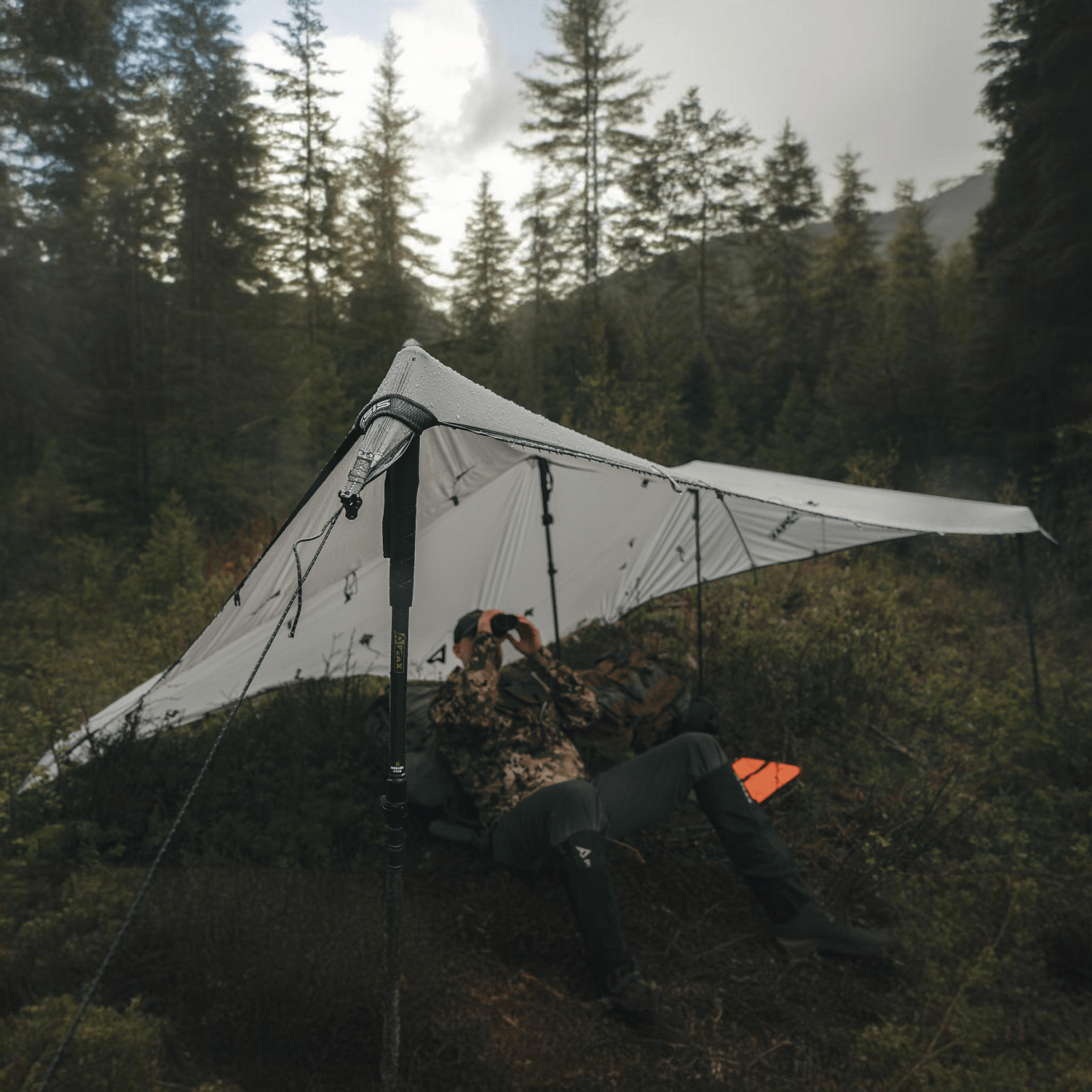 Origami TNT tent and tarp extended as 12 foot shelter