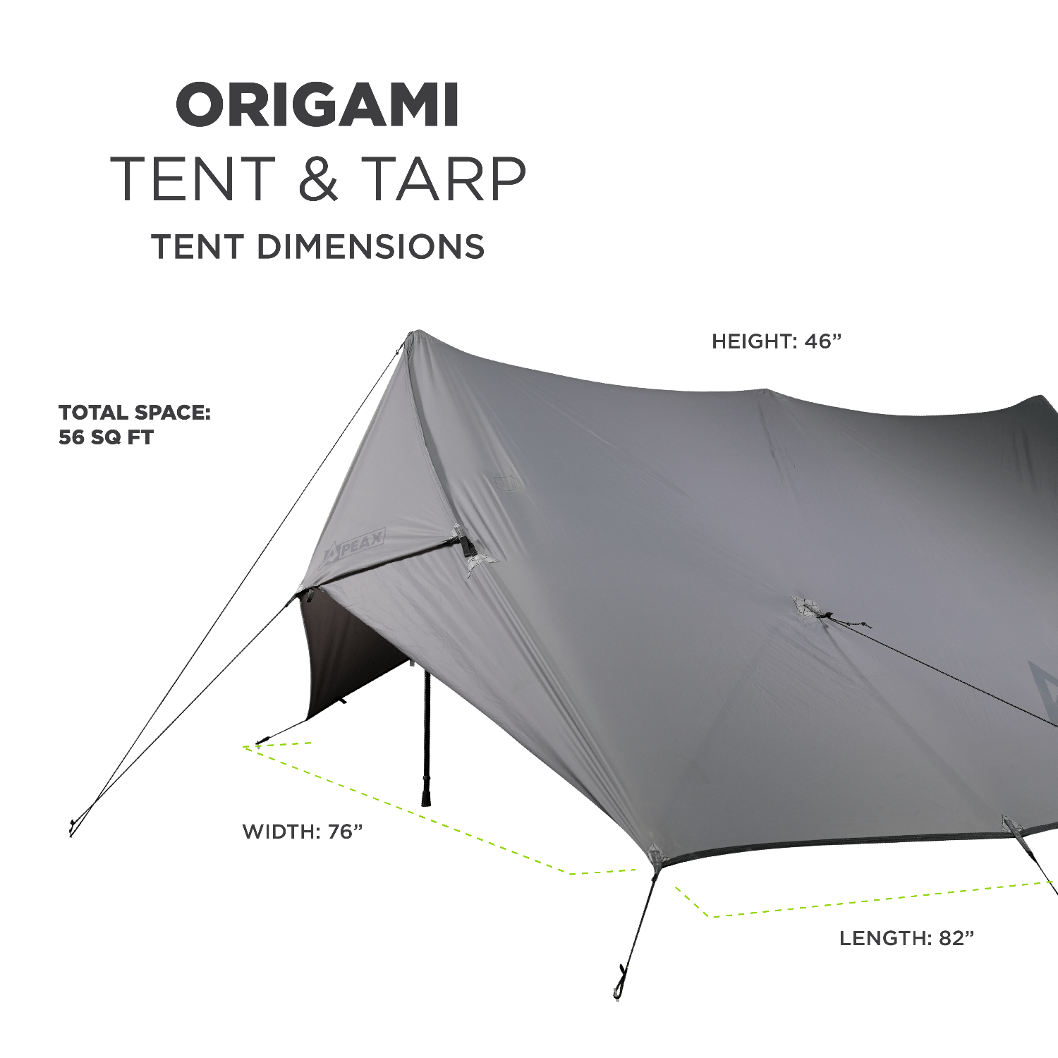 2 person tarp tent in storm-ready configuration